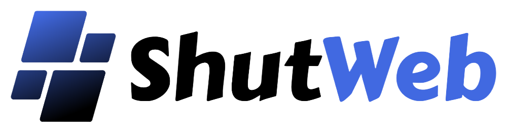 ShutWeb logo for website design, digital marketing, e-commerce, POS solutions, and other digital services